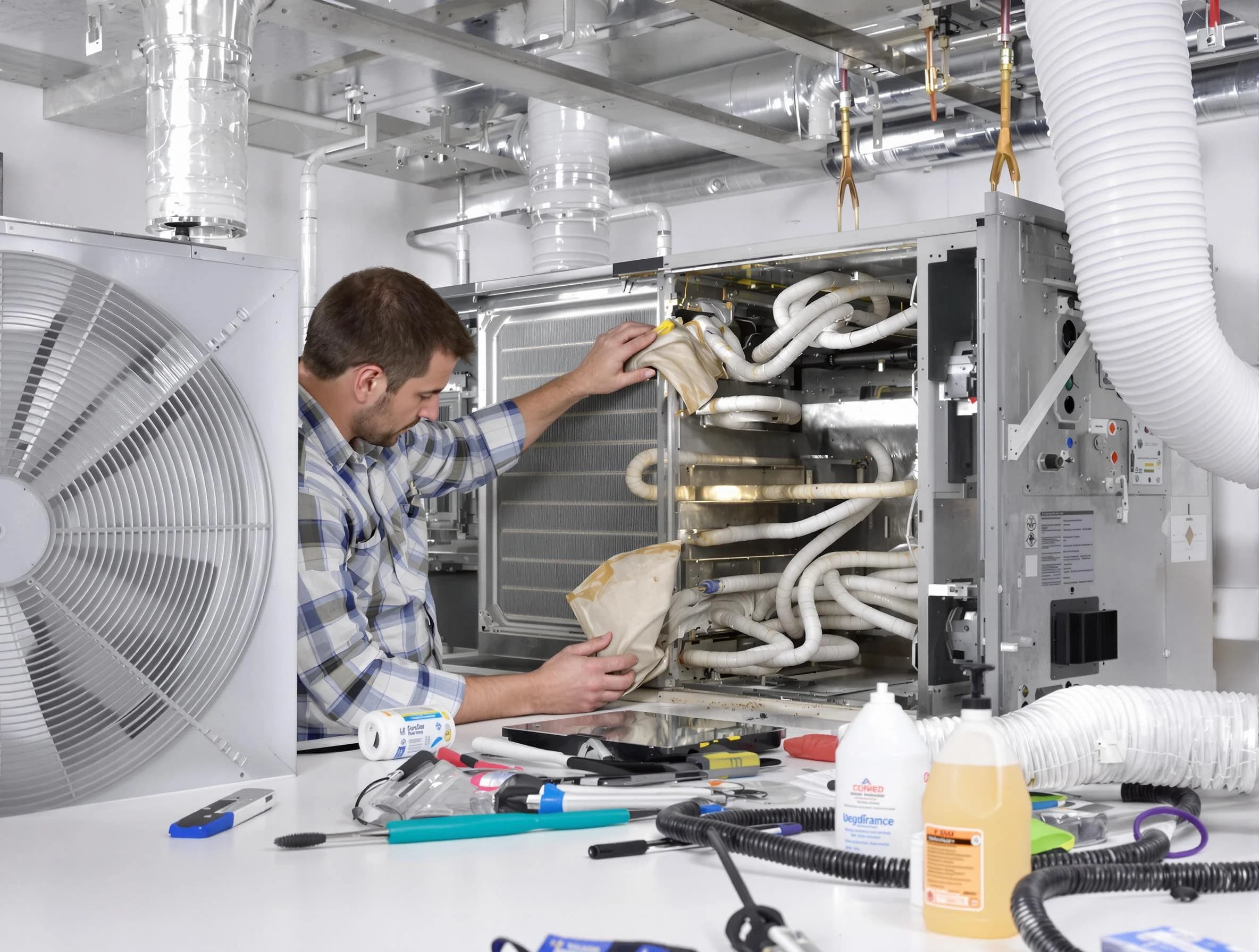 Fairfield Plantation Air Duct Cleaning specialist performing precision AC coil cleaning in Fairfield Plantation