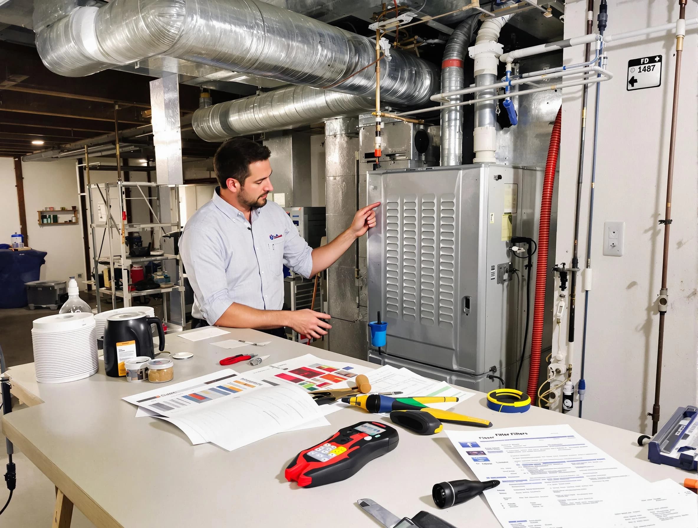 Fairfield Plantation Air Duct Cleaning inspector conducting detailed filter system evaluation using professional diagnostic tools in Fairfield Plantation