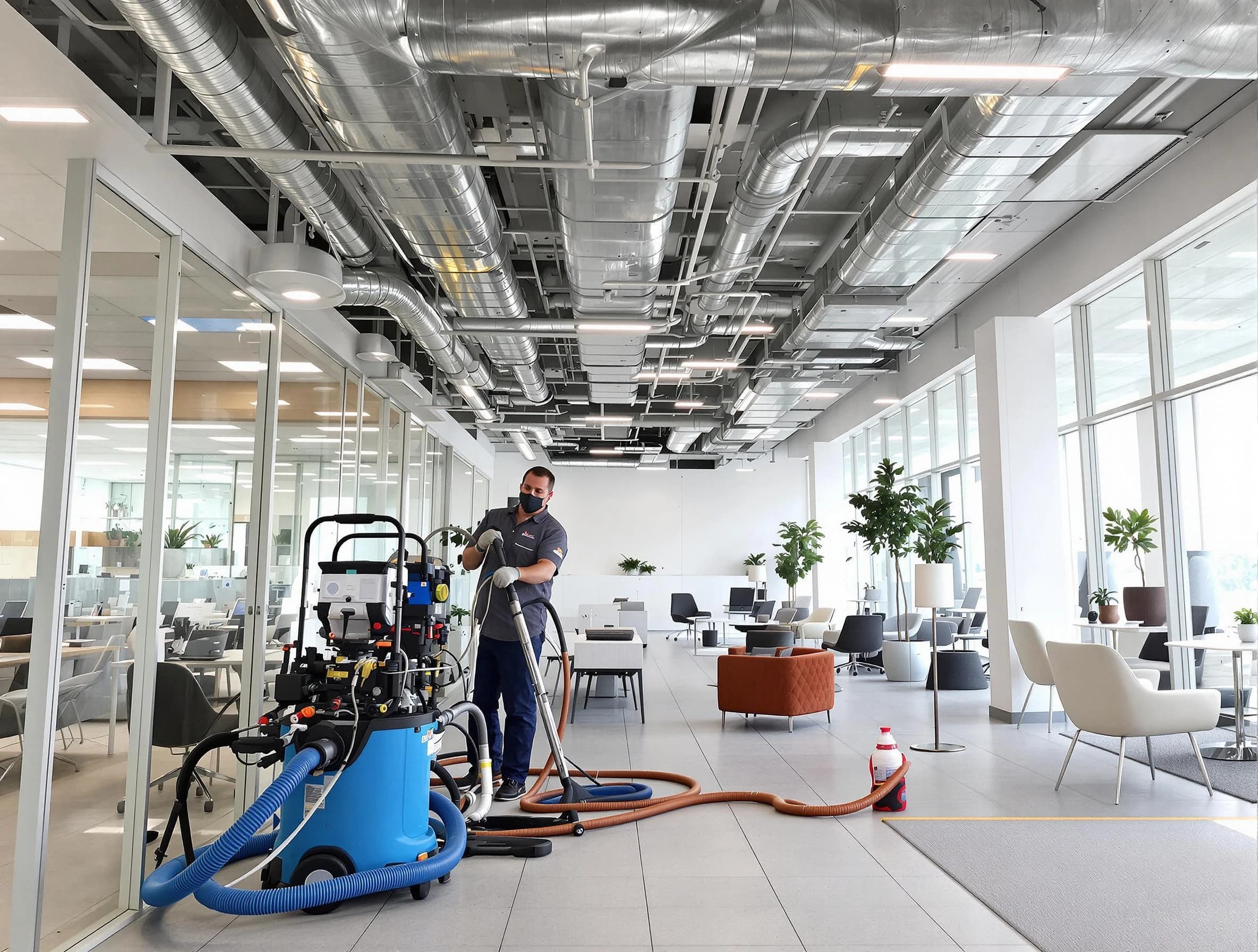 Fairfield Plantation Air Duct Cleaning team conducting comprehensive commercial duct cleaning at a business location in Fairfield Plantation