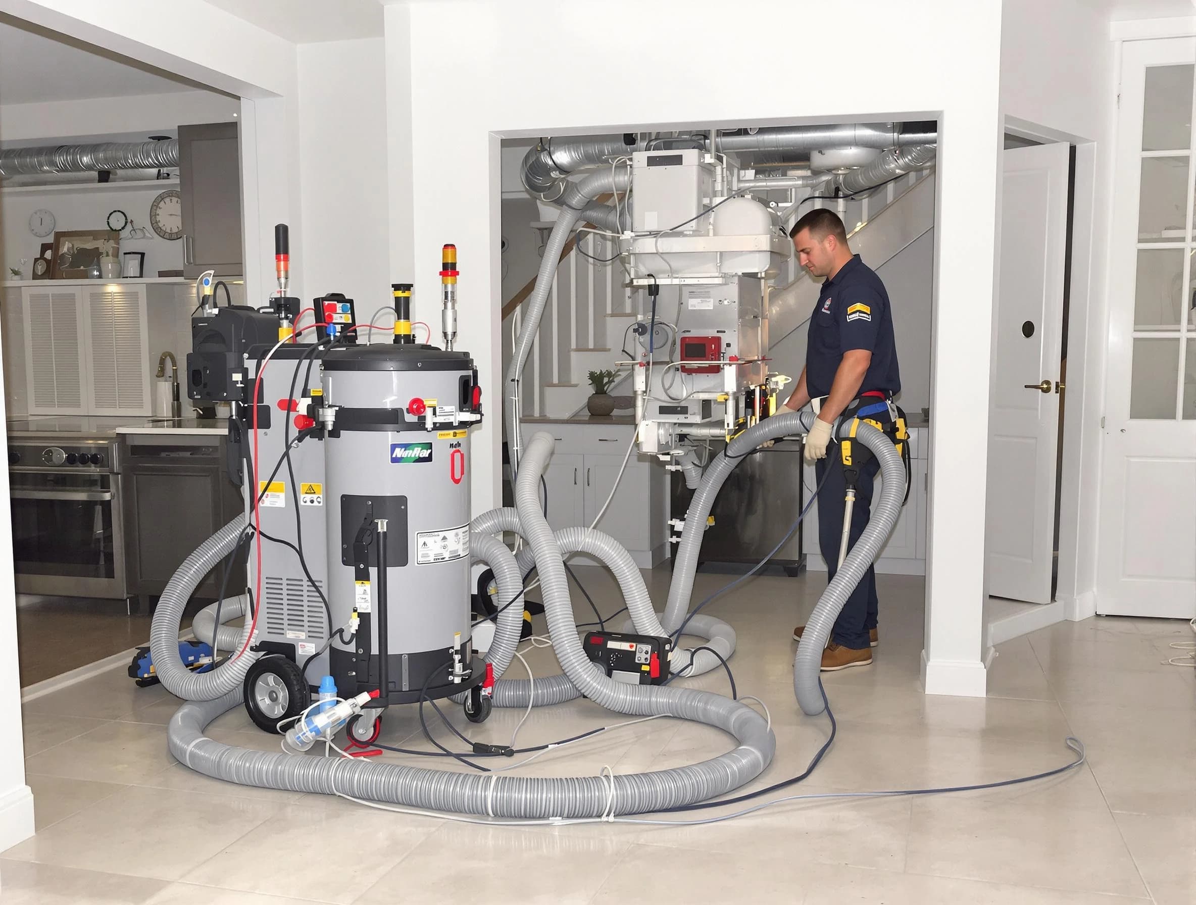 Fairfield Plantation Air Duct Cleaning technician operating negative pressure cleaning equipment for thorough duct maintenance in Fairfield Plantation