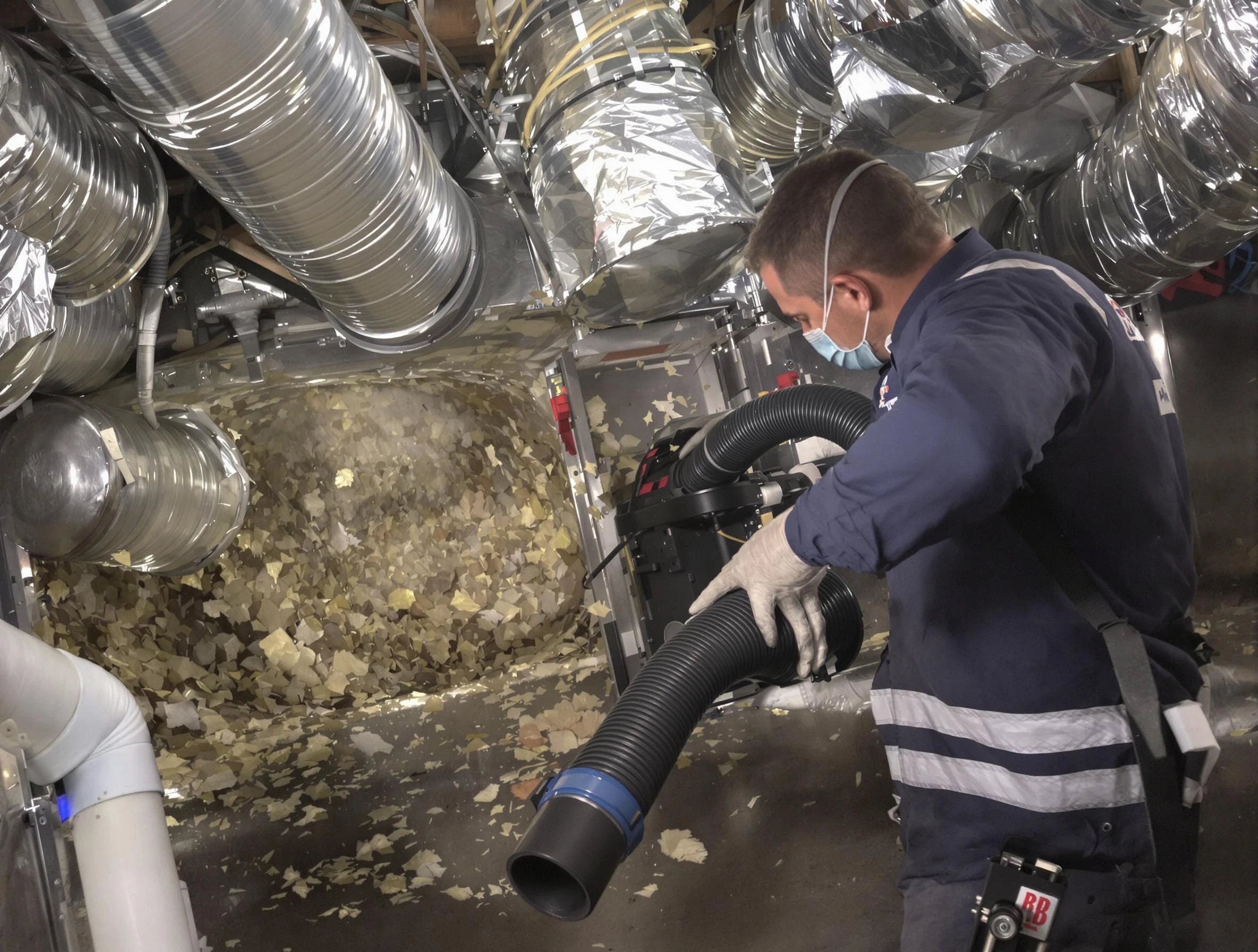 Fairfield Plantation Air Duct Cleaning specialist operating negative pressure cleaning equipment for thorough duct maintenance in Fairfield Plantation